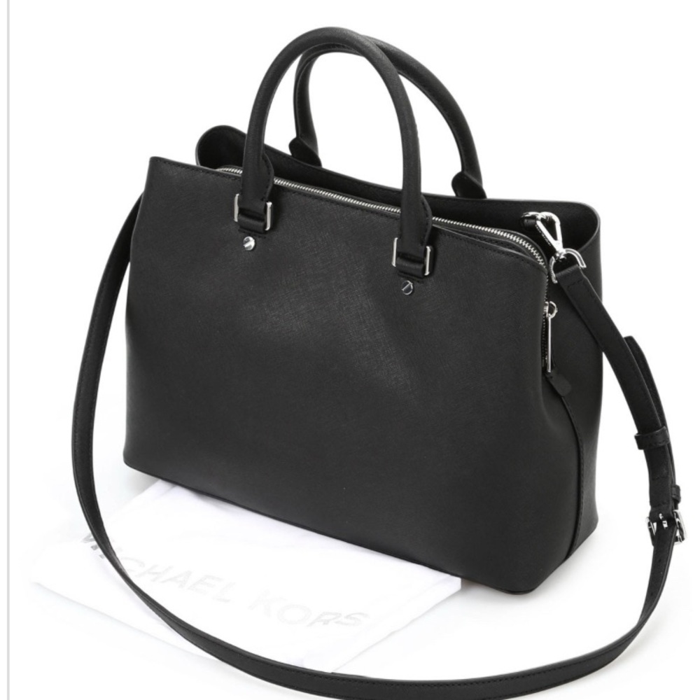 Michael Kors || Savannah saffiano leather satchel crossbody bag || black - Picture 3 of 10